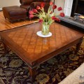 F07. Ethan Allen mahogany coffee table. 18"h x 52"w x 40"d 